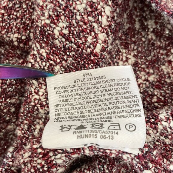 Tory Burch Women's Sweater Large Maroon Tweed Metallic Pullover Long Sleeve - Picture 9 of 10